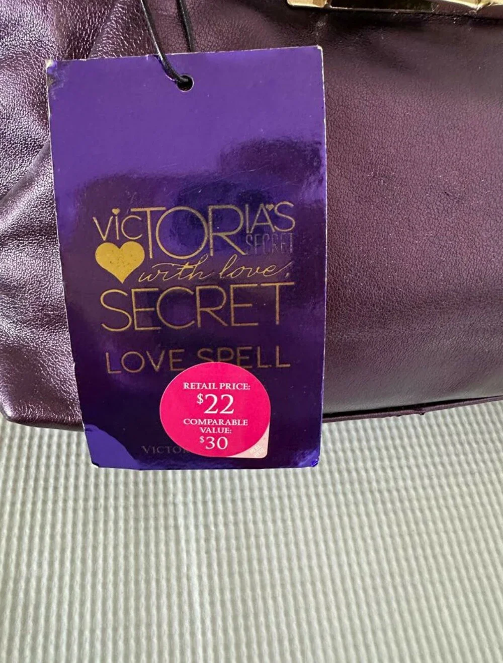 Victoria's Secret Purple Clutch Wristlet Evening Bag Make Up Bag w/Gold Bow